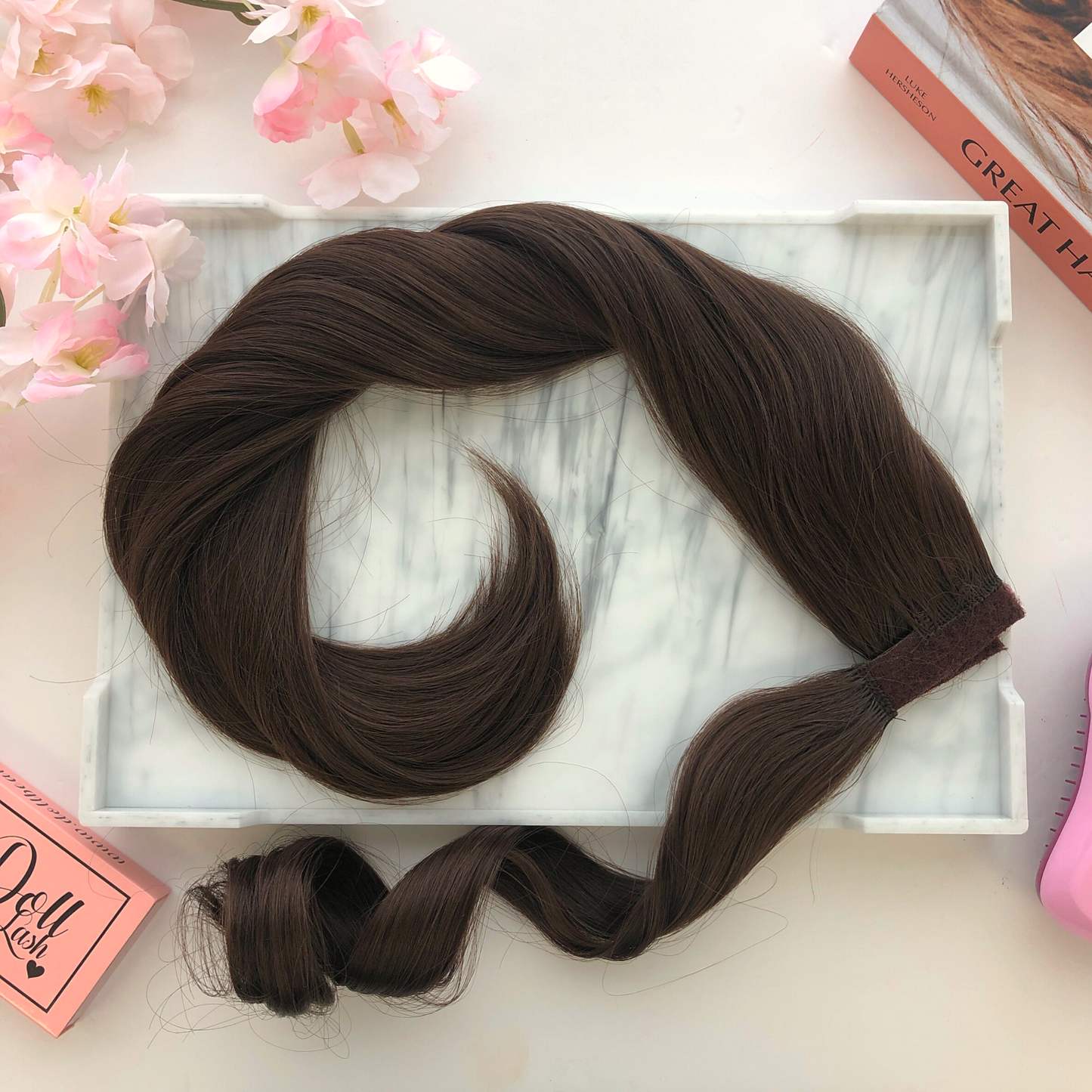 image of hair rehab london clip-in wrap ponytail hairpiece in shade chocolate