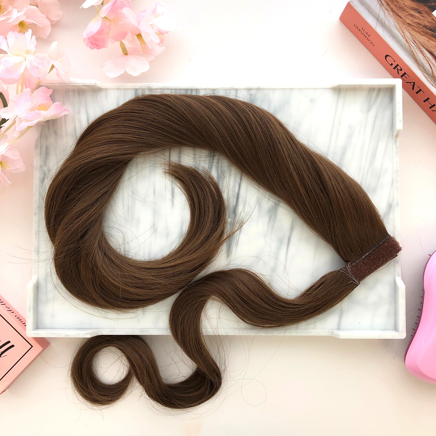 image of hair rehab london clip-in wrap ponytail hairpiece in shade cocoa