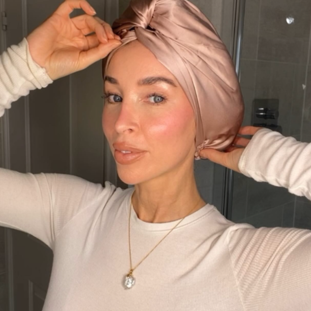 Luxury 100% Silk Hair Wrap Rose Pink