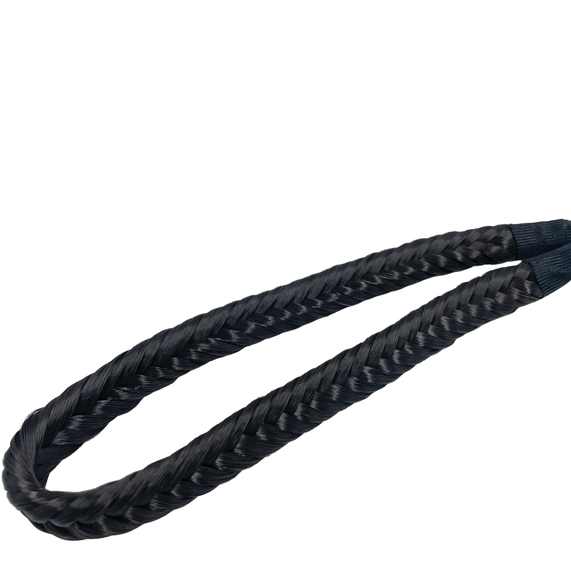 a close up of hair rehab london braided headband in shade midnight