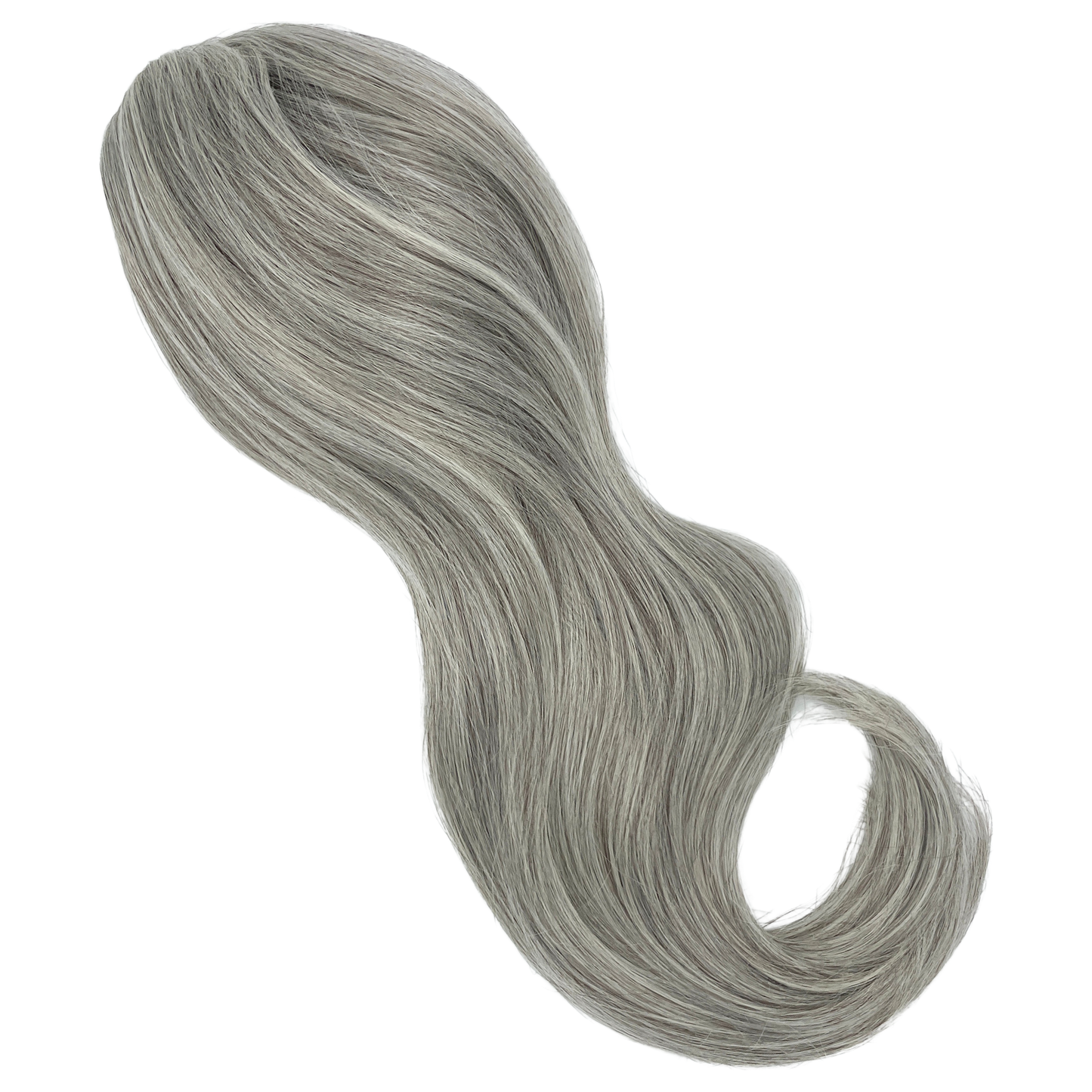 claw clip ponytail synthetic hairpiece in shade silver grey