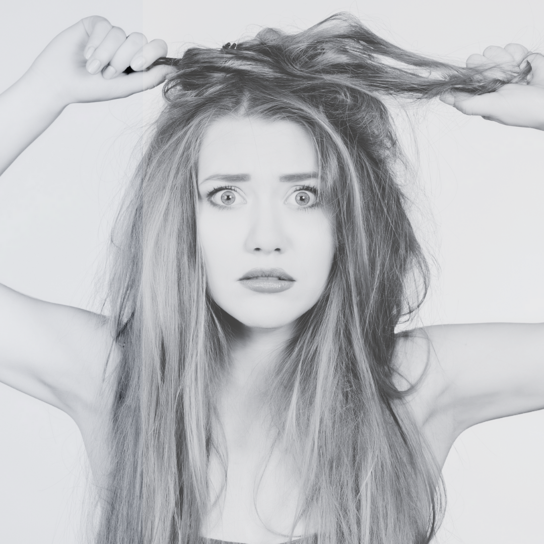 MODEL WITH TANGLED KNOTTY HAIR