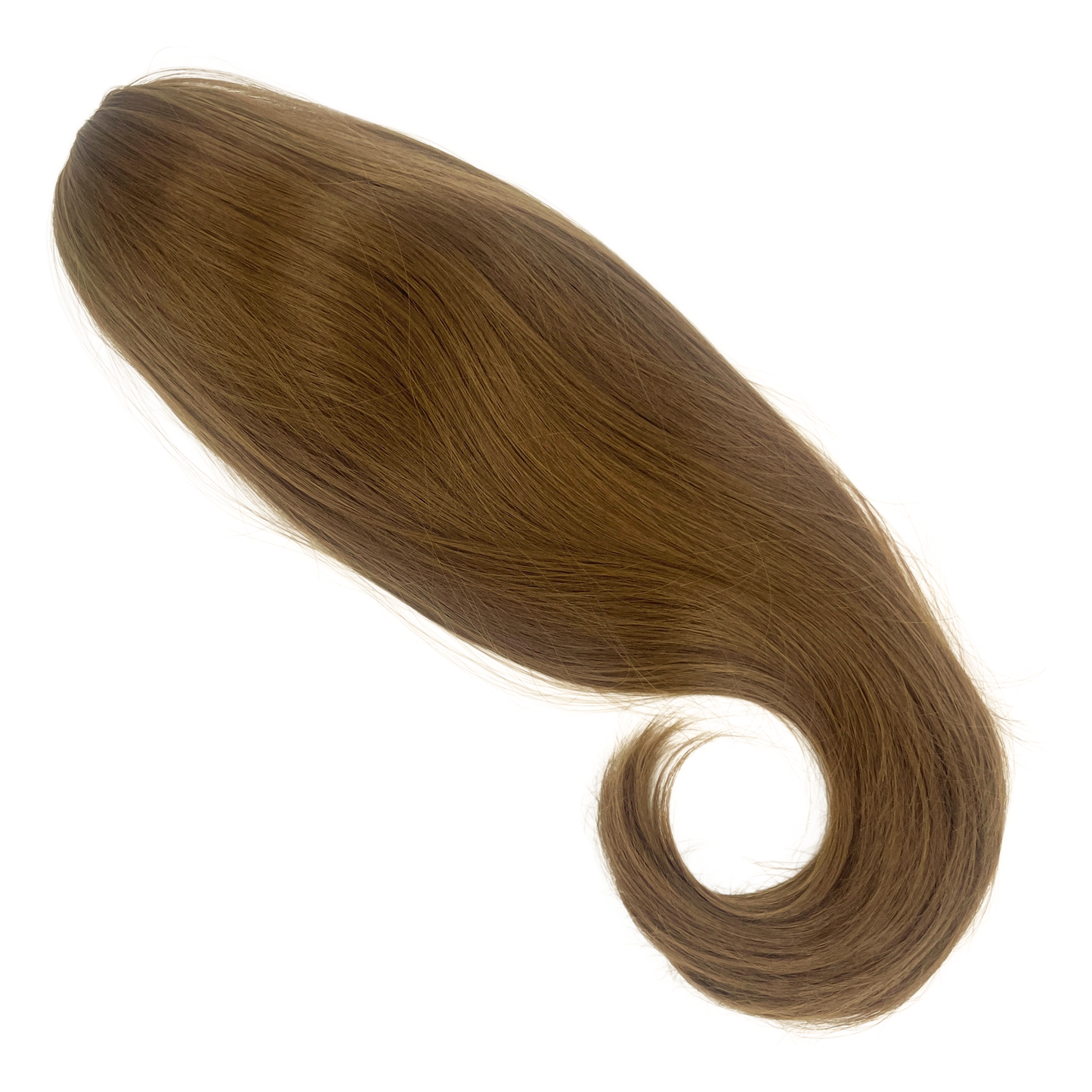 claw clip ponytail hairpiece in warm mid brown synthetic fibres
