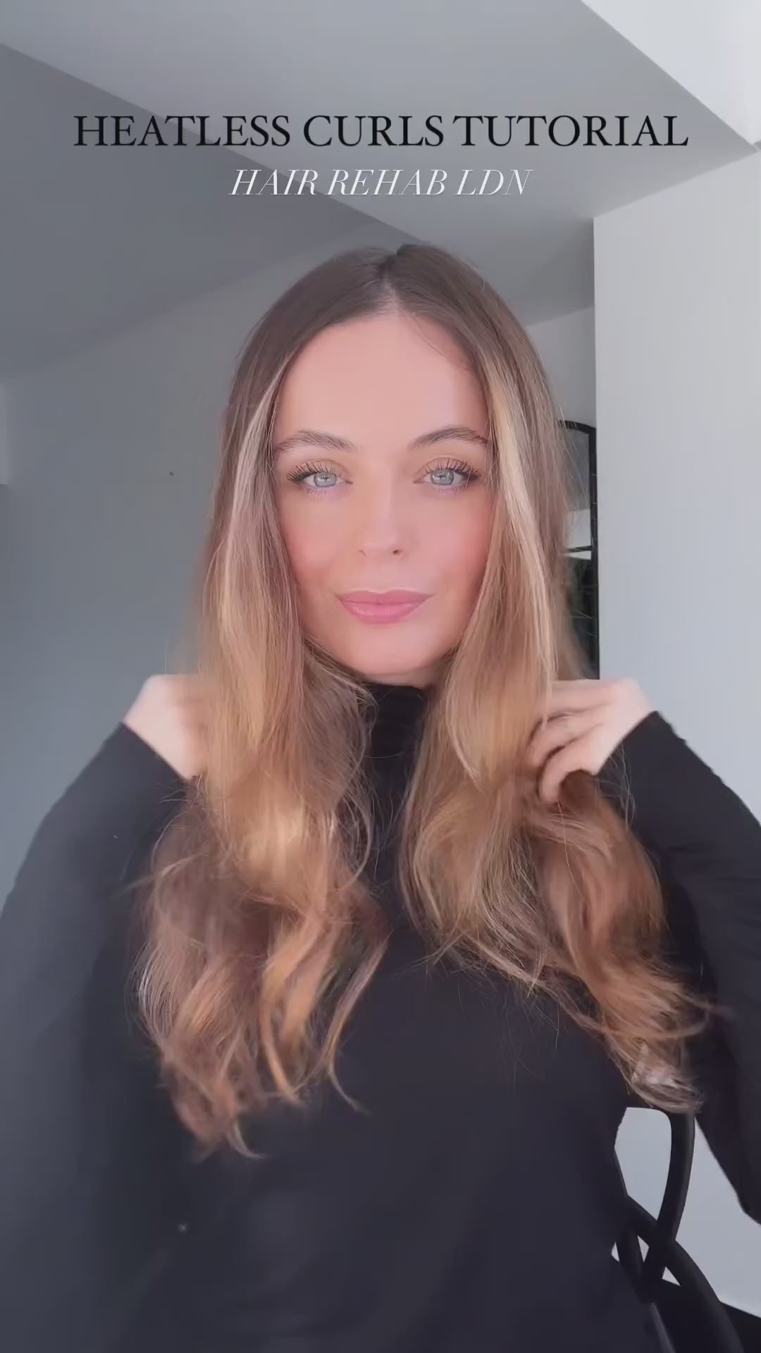 Load video: video showing how to create heatless curls with hair rehab london silk heatless curler