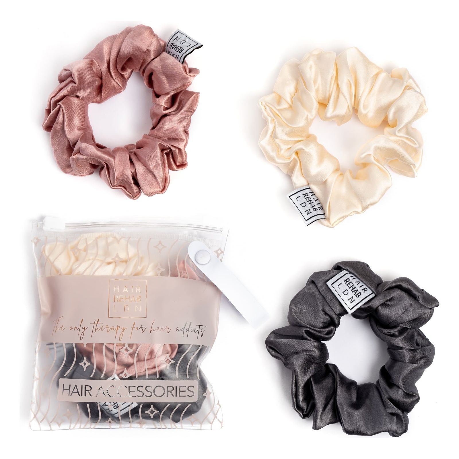 Hair Rehab Large Silk Hair Scrunchies with reusable pouch