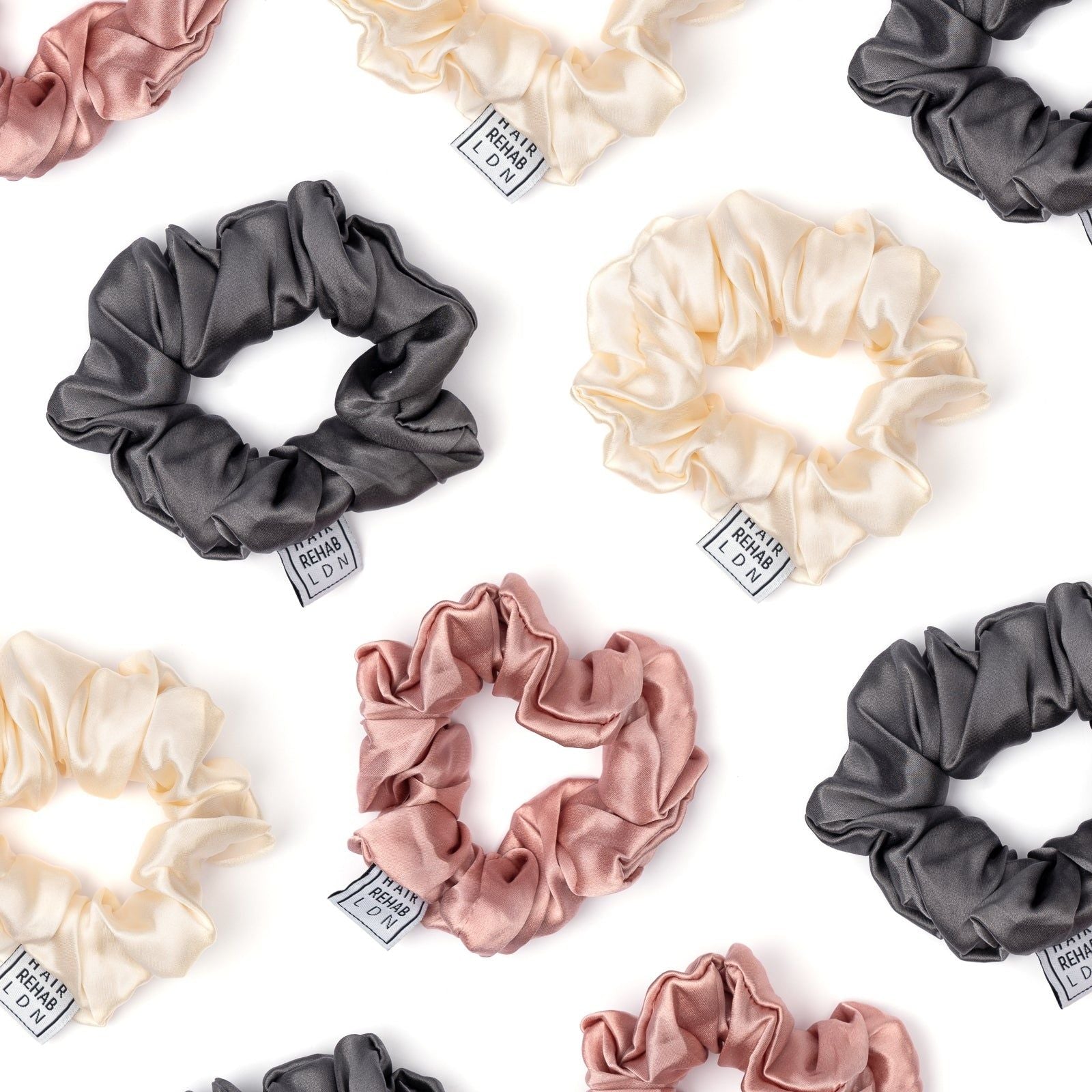 Luxury 100% Silk Scrunchies 3 Piece Large Set